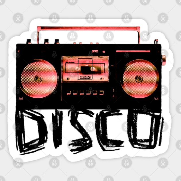 Music Vintage Disco Stereo for Disco Party Sticker by badlydrawnbabe